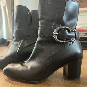 Gucci Black Booties with zip closure and belt detailing